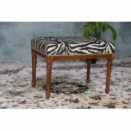 PETIT BANC POUF DE STYLE LOUIS XVI - Tissu velours Z&egrave;bre